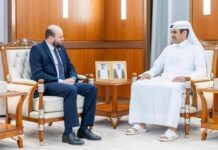 لقاء وزير الطاقة القطري سعد شريدة الكعبي مع وزير الطاقة السوري